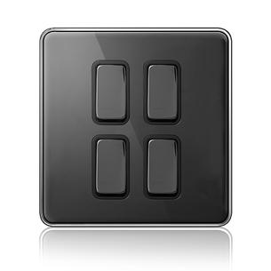 Stainless steel Switch AW-4 Gang 1 Way switch-Black